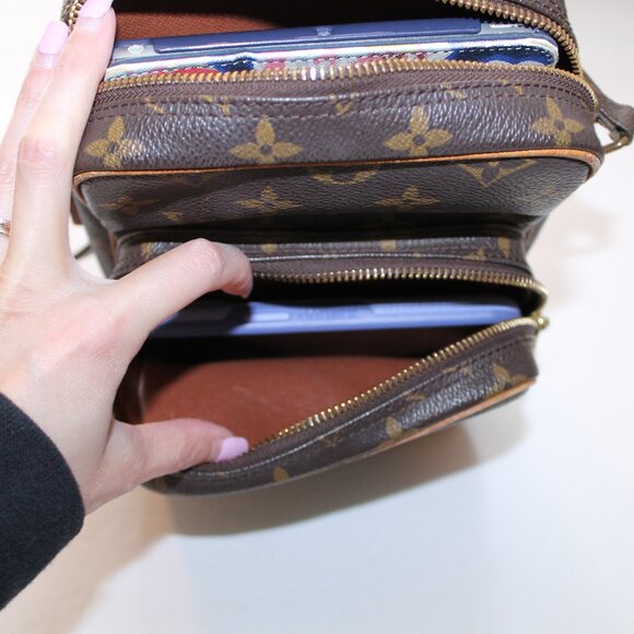 Amazon leather crossbody bag Louis Vuitton Brown in Leather  Louis Vuitton Amazon Camera Crossbody Bag
